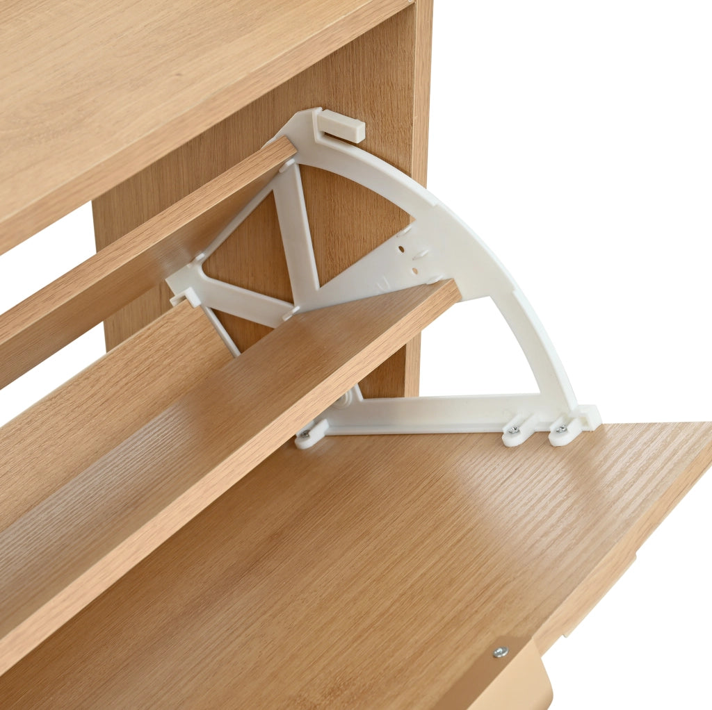 Scarpiera con 4 ante ribaltabili 105x24x90 cm in MDF naturale