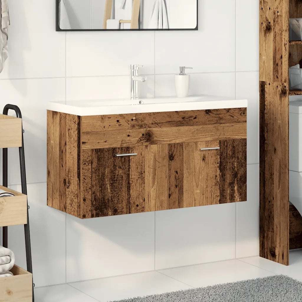 Mobile Bagno Lavabo Integrato Legno Antico in Legno Multistrato 3328909