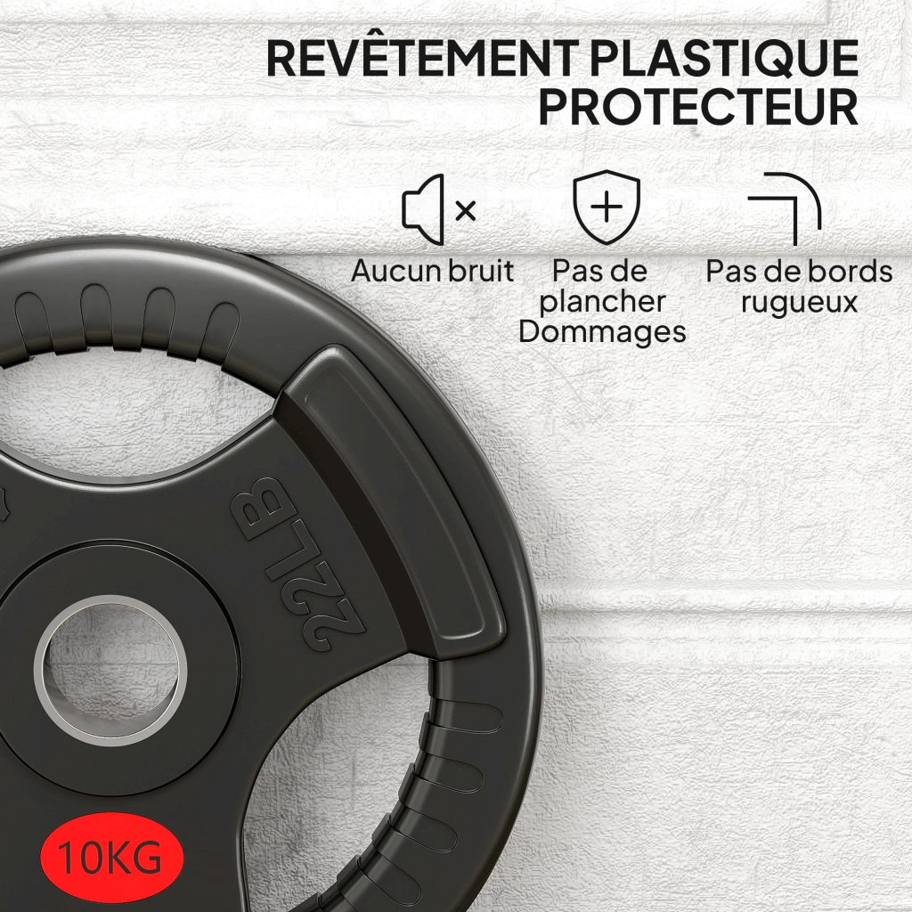 Dischi Pesi 20 kg ¨C zephmum ¨C 2 x 10 kg, 3 Maniglie, Nero