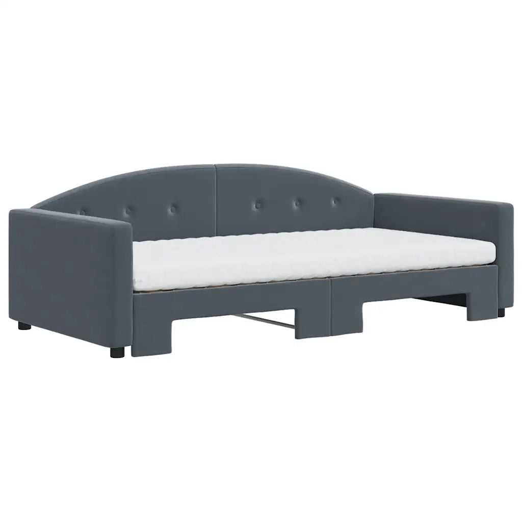 Divano Letto Estraibile Materassi Grigio Scuro 100x200 Velluto