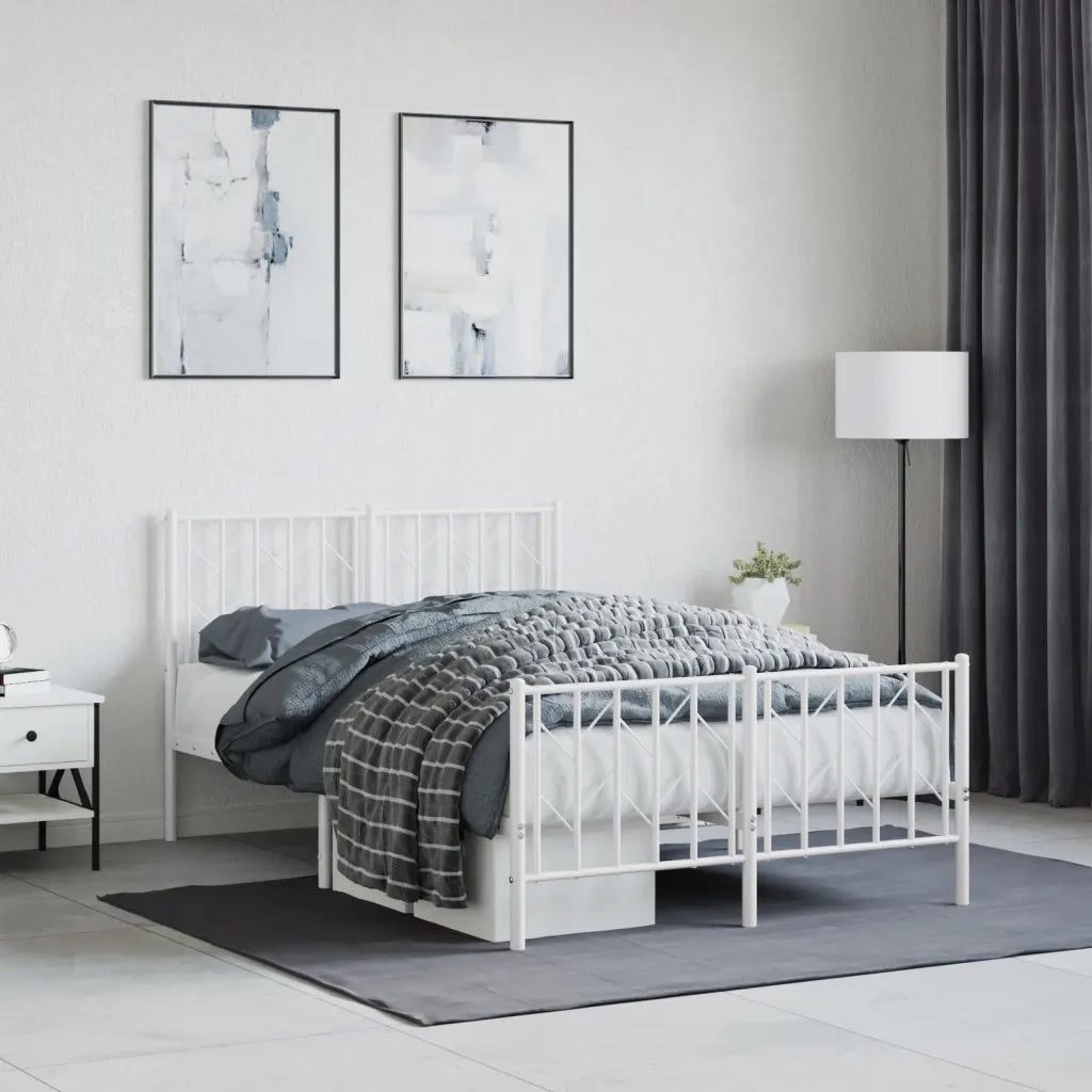 Giroletto con Testiera e Pediera-Struttura Letto Metallo Bianco 120x190 cm 983847