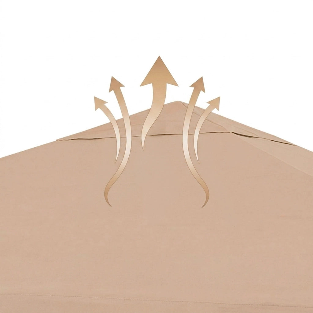 Telo Di Ricambio Per Gazebo 3x4 Metri Impermeabile In Poliestere PVC Con Protezione UV E Chiusura Rinforzata Per Giardino Terrazza Veranda Outdoor Copertura Resistente Antipioggia 300 x 400 Cm Beige
