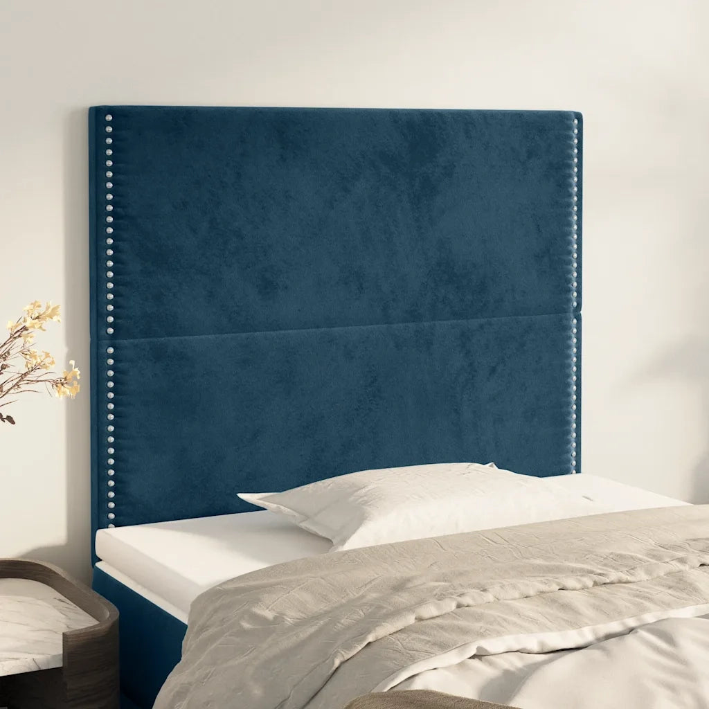 Testiera 2 pz Blu Scuro 80x5x78/88 cm in Velluto
