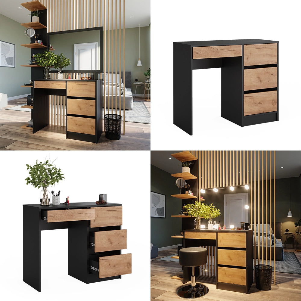 Vicco Tavolo da toilette Antracite/quercia dorata 90 x 75 cm Senza specchio
