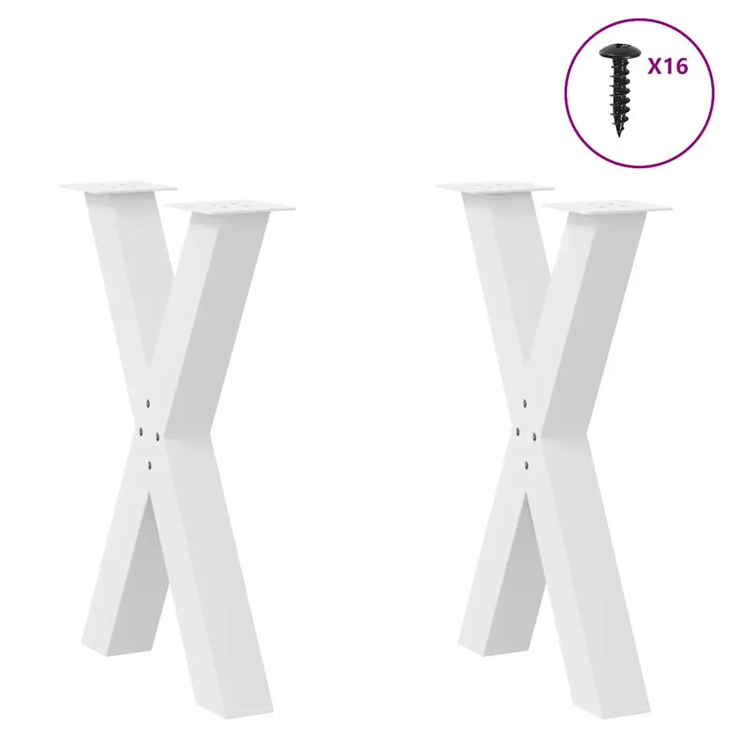 Gambe per tavolo da pranzo a forma di X 2 pz bianche 50x(72-73) cm in acciaio 4012969