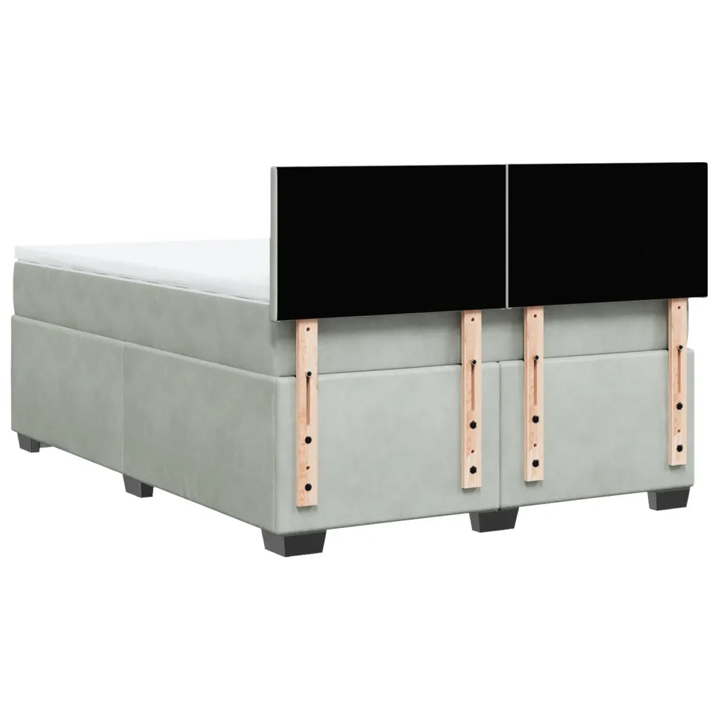 vidaXL Giroletto a Molle con Materasso Grigio Chiaro 160x200cm Velluto