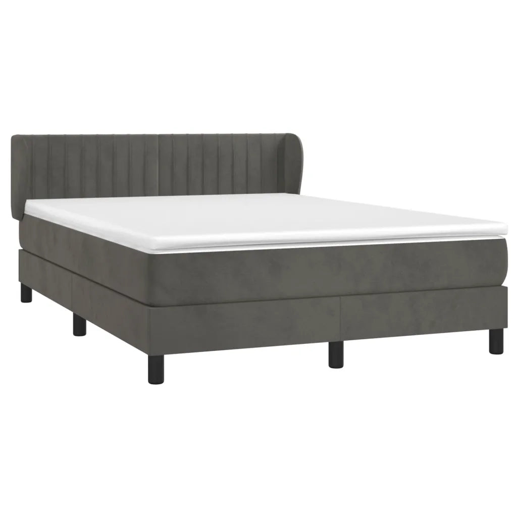 Giroletto a Molle con Materasso Grigio Scuro 140x190 cm Velluto 3127608