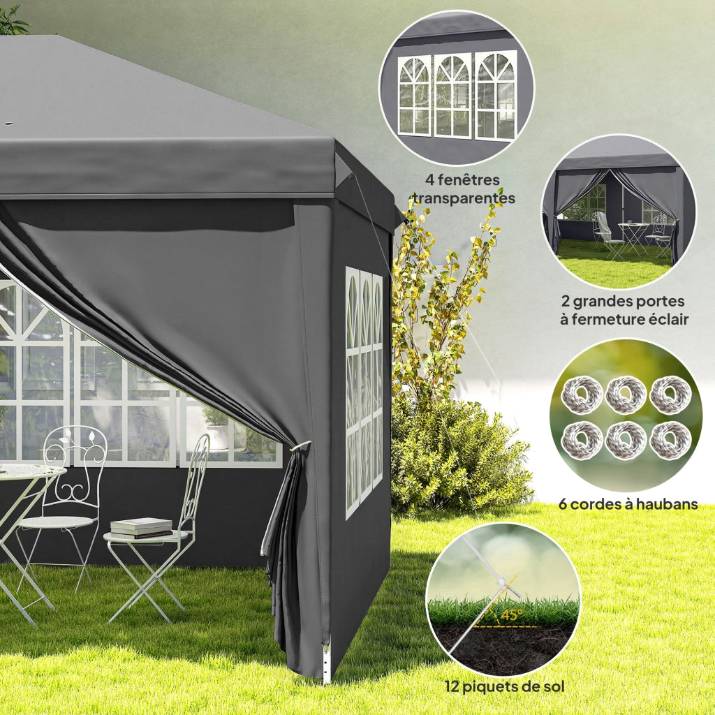 Tonnelle Giardino Pieghevole ¨C zephmum ¨C Grigio Scuro 300x600x250 cm