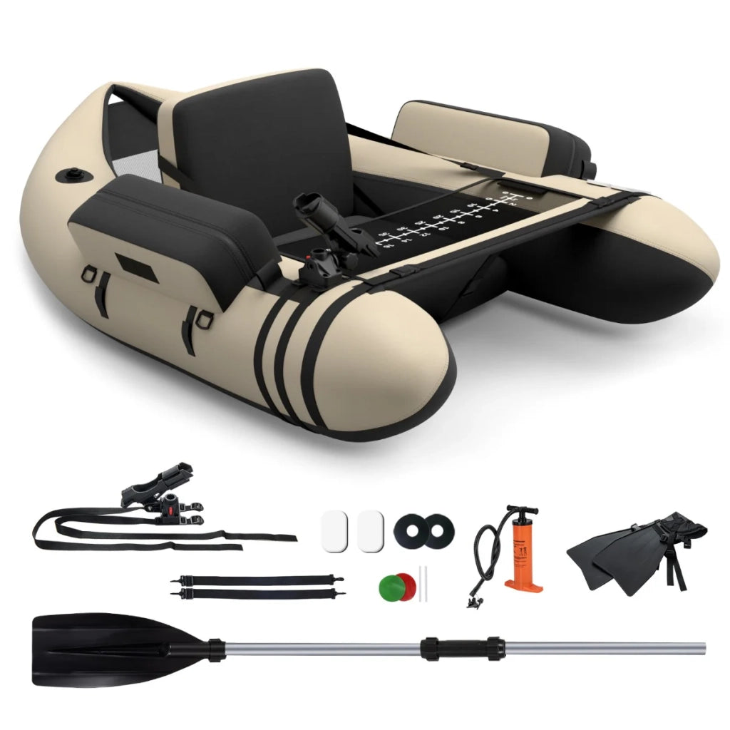 Barca da pesca gonfiabile 135 x 109 x 54 cm design ergonomico con pratico vano portaoggetti PVC beige 20_0010644