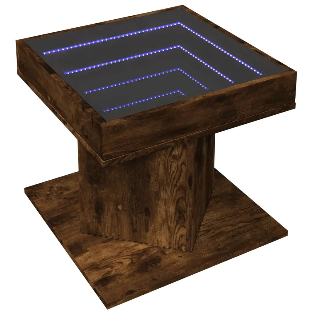 Tavolino salotto | Tavolino da caff¨¨ | Tavolino da Soggiorno con LED Rovere Fumo 50x50x45 cm Multistrato