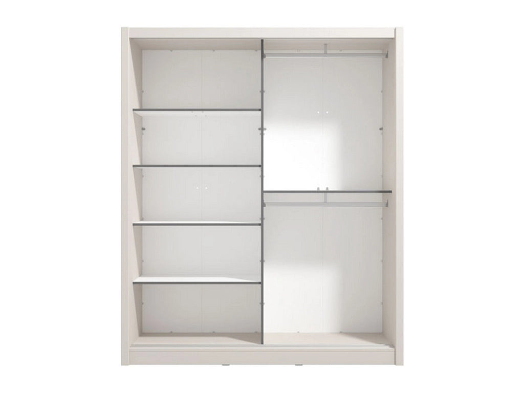 Armadio Camera da Letto Manfredi, Guardaroba Grande 5 Ripiani, 180x215.5h cm Bianco Crema