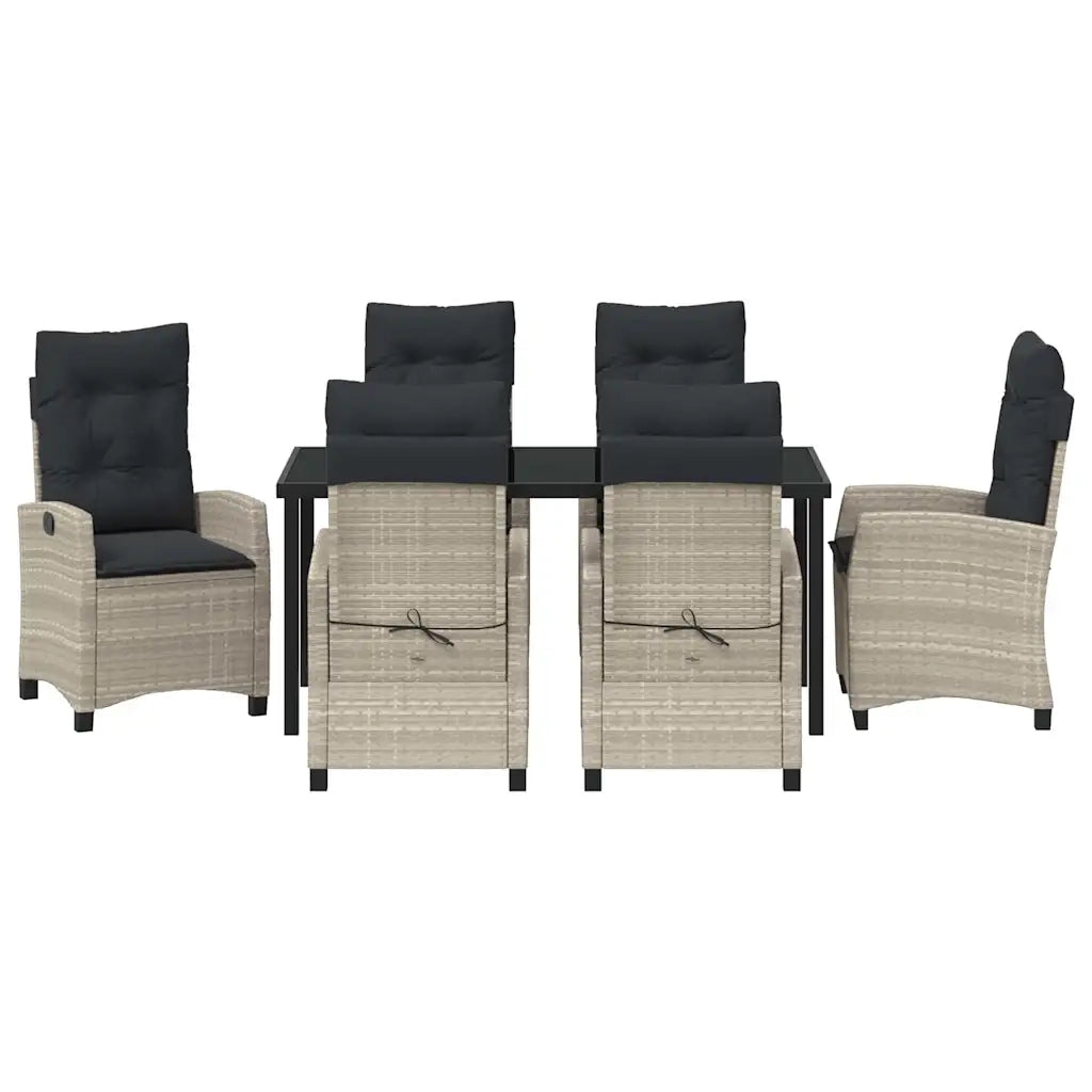 Set da Pranzo per Giardino 7 pcs Grigio chiaro polyrattan 3380411