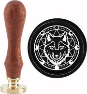 Sigillo con fasi lunari e tema lupo 30 mm design vintage retro per inviti e confezioni di regali