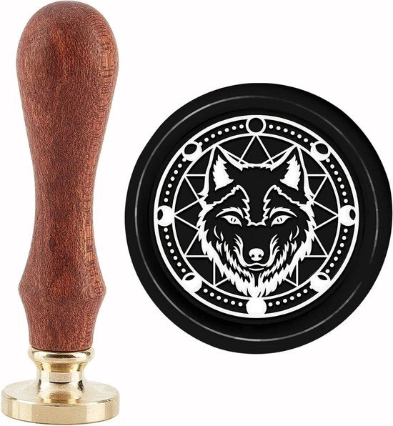 Sigillo con fasi lunari e tema lupo 30 mm design vintage retro per inviti e confezioni di regali