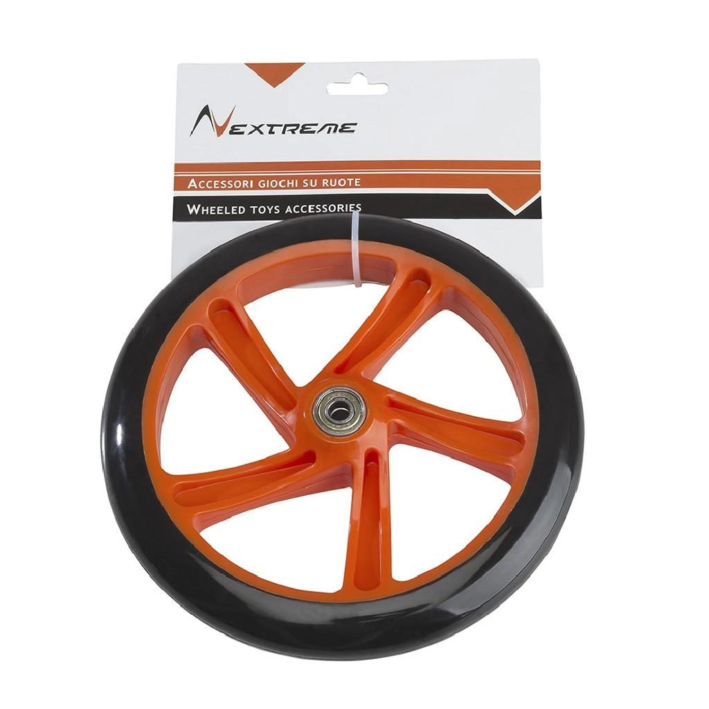Ruota nera/arancio 200mm pu con cuscinetti abec 7 per monopattini
