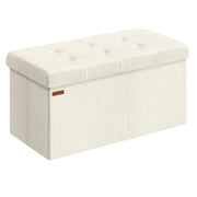 Panca contenitore pieghevole 38 x 76 x 38 cm poggiapiedi/testa letto cassapanca contenitore portata fino a 300 kg per soggiorno camera da letto ingresso bianco crema 12_0004168