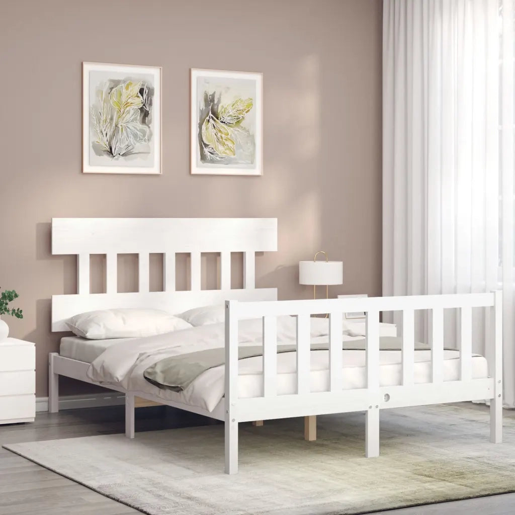 Giroletto senza Materasso-Struttura Letto Bianco 140x200 cm Legno Massello Pino 233619