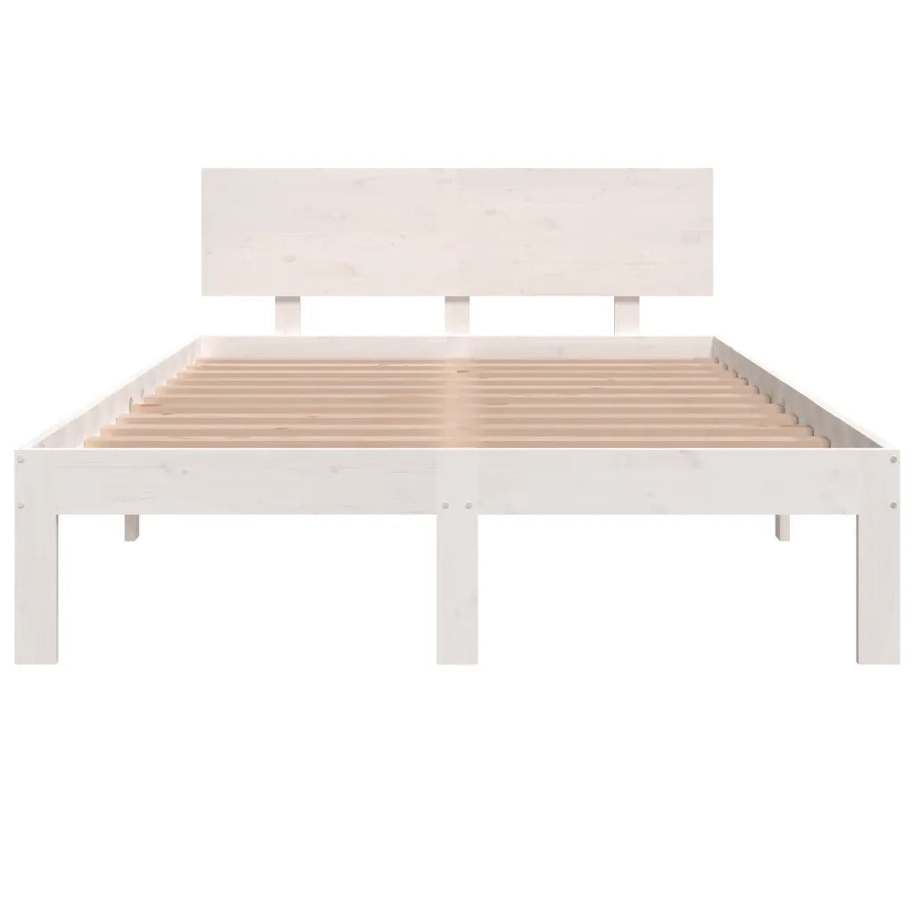 Letto matrimoniale | Letto per adulti | Giroletto Bianco in Legno Massello 120x190 cm Small Double