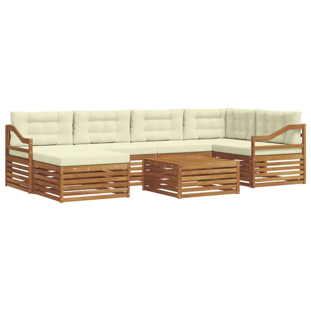 Set di divani da esterno con cuscino 7 pcs Naturale e Crema