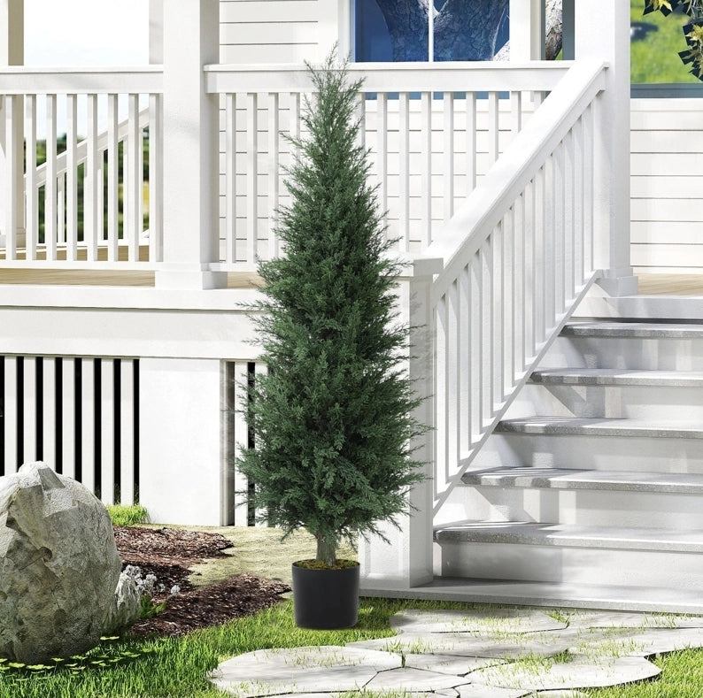 Grande cipresso artificiale 120 cm in plastica verde resistente ai raggi UV