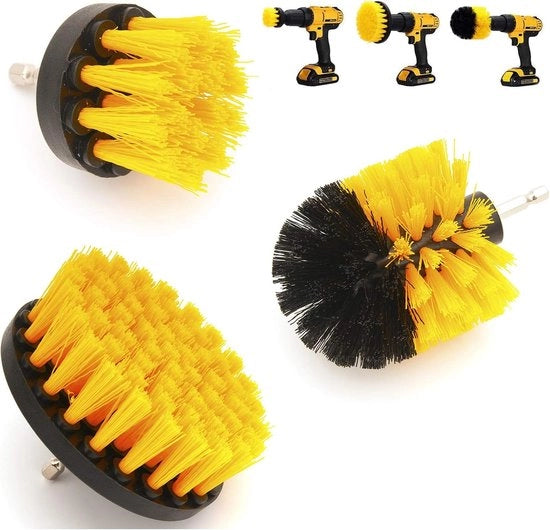 Set di pennelli per trapano 

 Pennelli per trapano, set da 5 pezzi, per trapani a batteria e a cavo, diametro pennello 15mm, lunghezza 150mm, materiale pennello nylon, colore grigio.