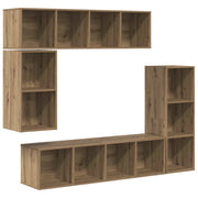 Set mobile TV 4 pz | Armadietto TV | Mobile Porta TV Rovere artigianale Legno multistrato