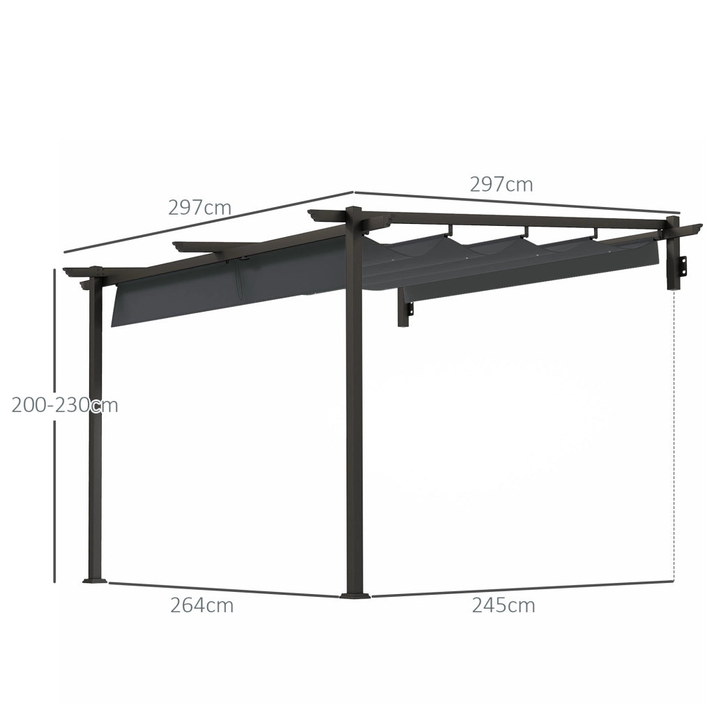 Pergola 3x3 m ¨C zephmum ¨C per giardino terrazza colore grigio scuro