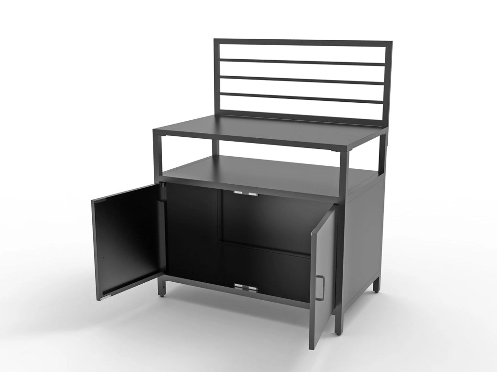 Modulo Componibile Ompagrill con Piano di Lavoro e Armadietto 100x61,5x130 cm in Alluminio Verniciato Nero