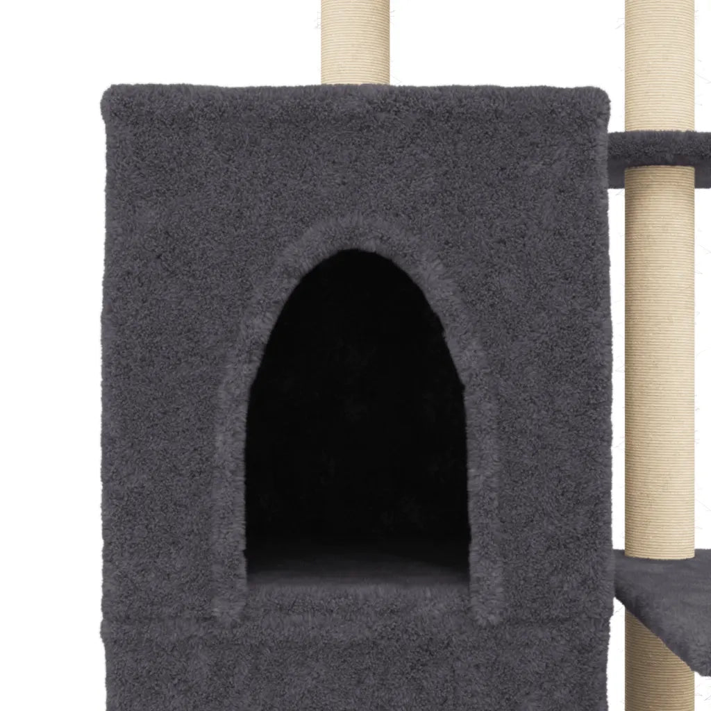 Albero per Gatti con Tiragraffi in Sisal Grigio Scuro 97 cm