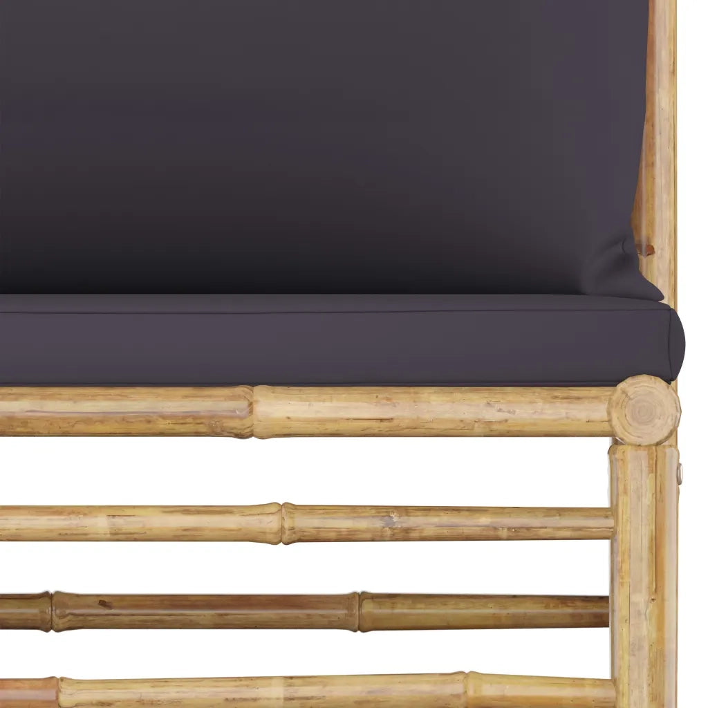 Set Salotto da Giardino 6pz con Cuscini Grigio Scuro Bambù 3058236
