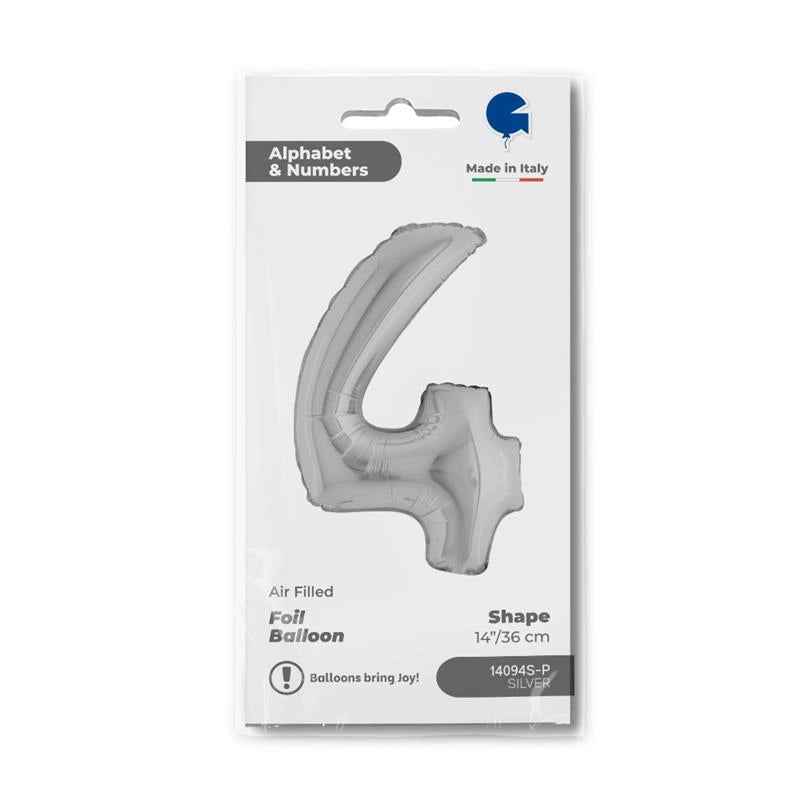 MAURY'S PALLONCINO MYLAR PICCOLO ARGENTATO "4" 14X36 CM