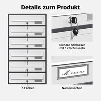 Cassetta postale condominiale autoportante 6 posti antracite/bianco 556 x 270 x 1500 mm 1 modulo