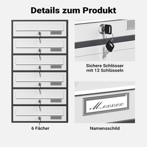 Cassetta postale condominiale autoportante 6 posti antracite/bianco 556 x 270 x 1500 mm 1 modulo