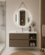 Mobile bagno con lavabo ORIGENBATH ZEUS senza specchio 120x45 cm 1 vasca Destra frassino tea