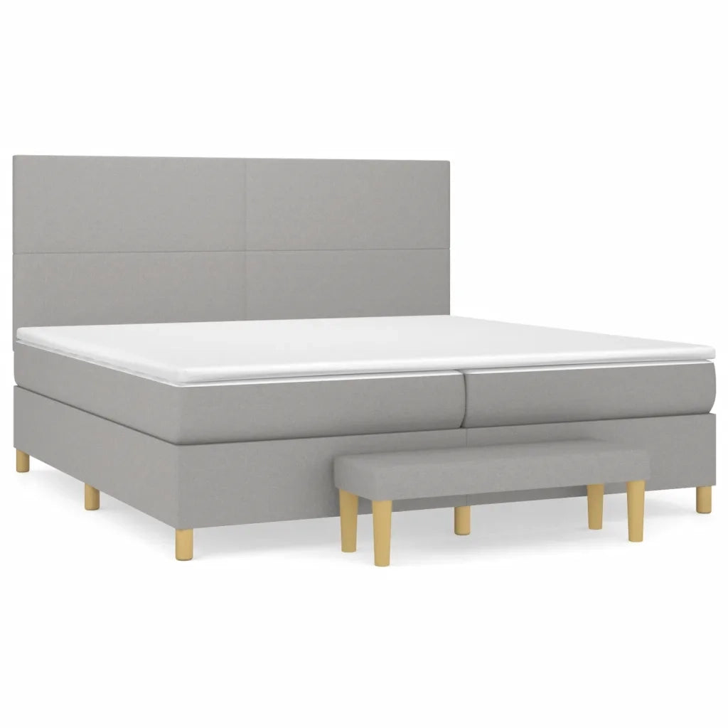Giroletto a Molle con Materasso Grigio Chiaro 200x200cm Tessuto cod mxl 63380