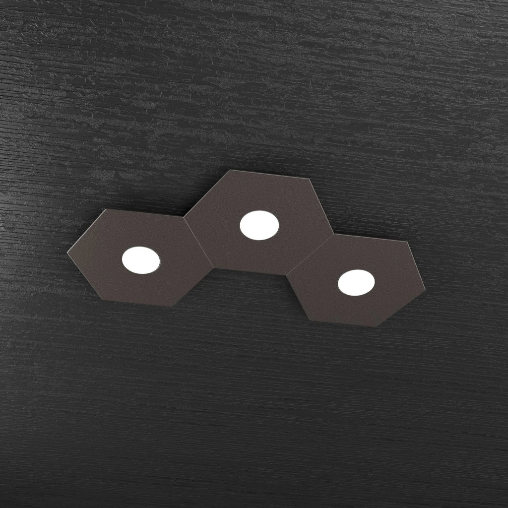 HEXAGON APPLIQUE-PLAFONIERA 3 LUCI MARRONE 1142-3L-MA