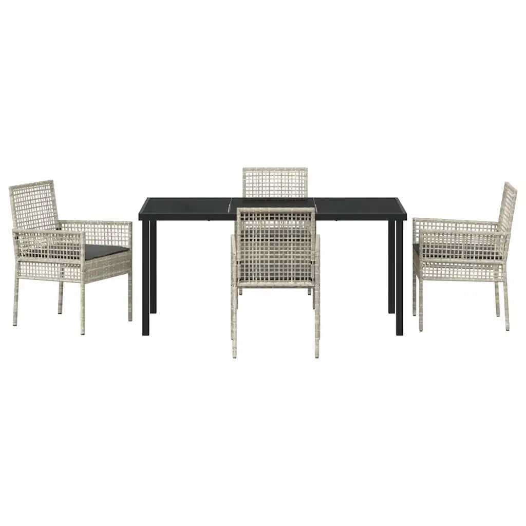 Set da Pranzo per Giardino 5 pcs Grigio chiaro polyrattan