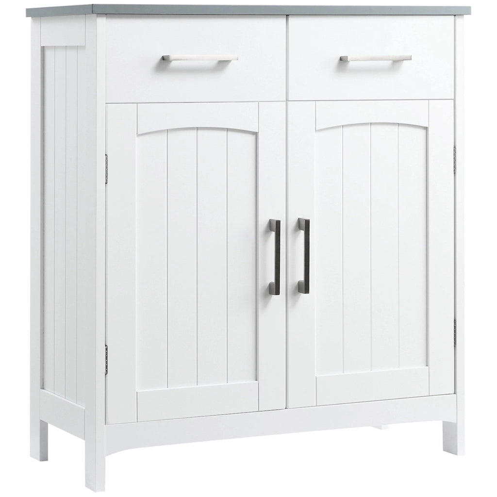 Mobiletto Bagno 2 Ante 2 Cassetti 1 Ripiano 68x33x76 cm in MDF Bianco