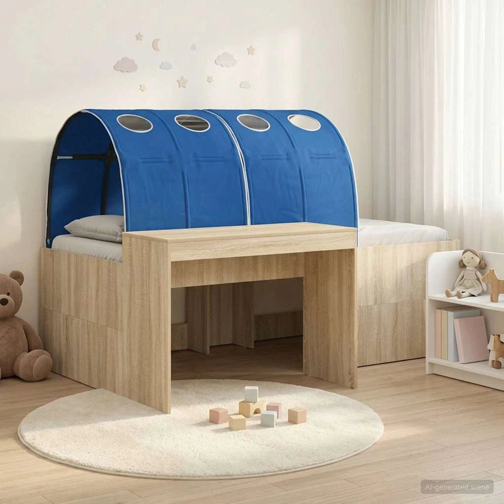 Letto alto per bambini con scrivania 3 pz Rovere Sonoma e Blu 3423685