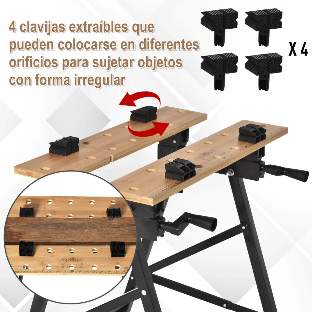 Tavolo da lavoro pieghevole portatile ¨C Minimal ¨C 63.5x60.5x78 cm legno naturale e nero