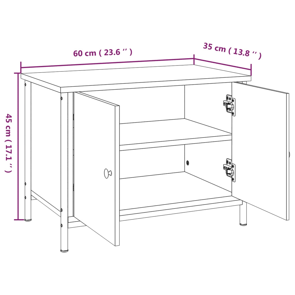 Mobile TV con Ante Rovere Sonoma 60x35x45 cm Legno Massello di Acacia 826296