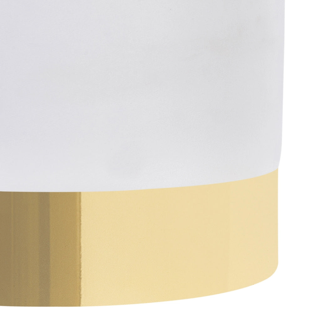 Poggiapiedi rotondo velluto bianco e oro toletta sgabello glam sgabello