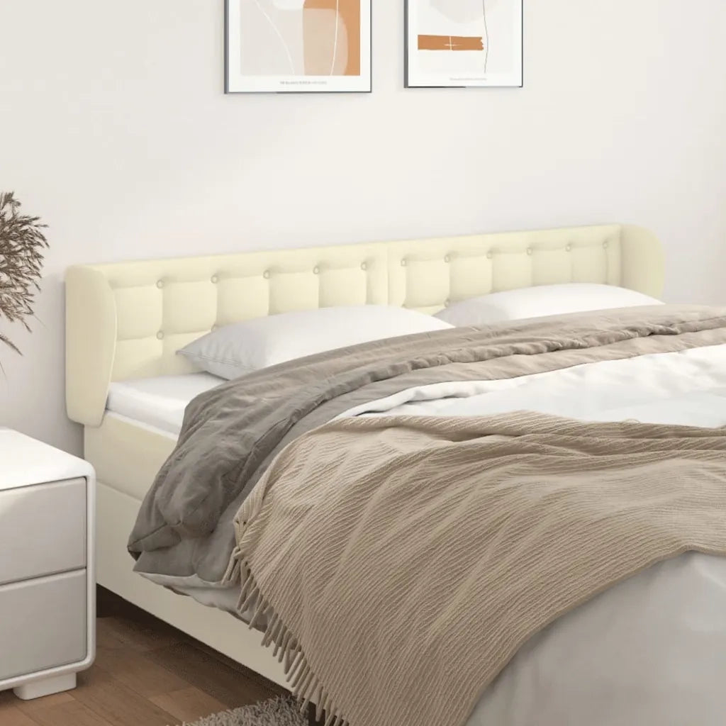 Testiera | Testata ad Orecchio Crema 163x23x78/88 cm in Similpelle