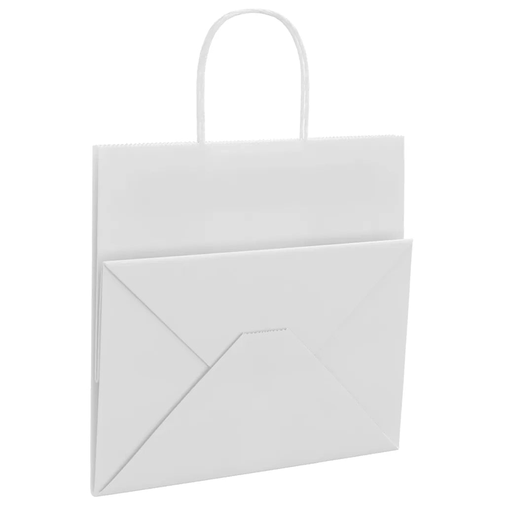 vidaXL Sacchetti di Carta 250 pz con Manici Bianchi 26x17x25 cm
