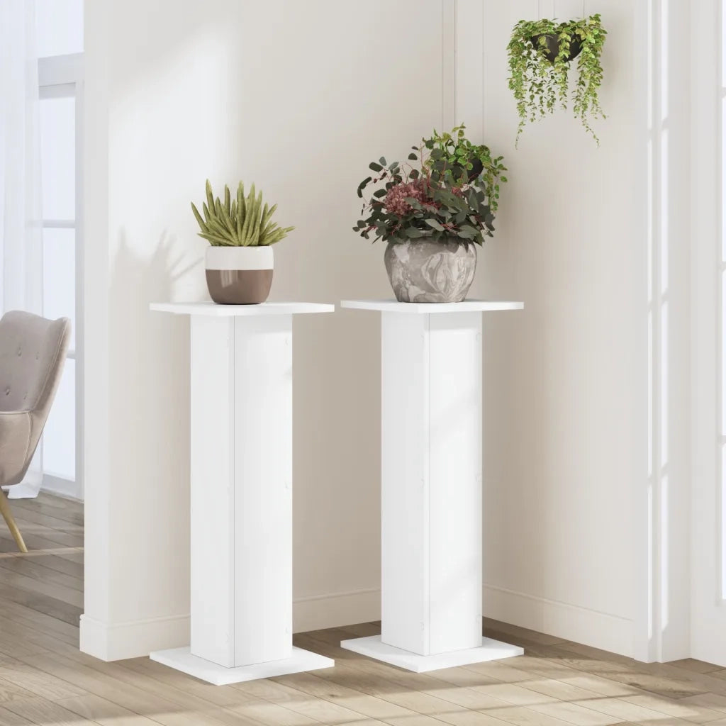 Supporti per Piante 2 pz Bianchi 30x30x80 cm Legno Multistrato 3307864