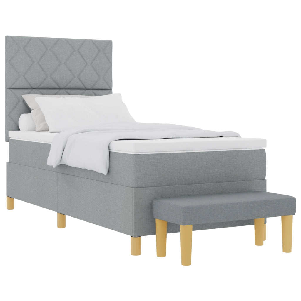 Letto con Box Spring e Materasso Grigio Chiaro 100x200 cm Tessuto