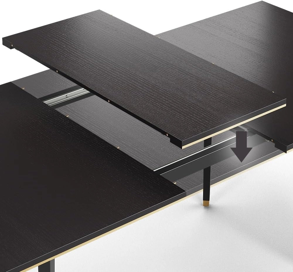 Tavolo da pranzo Goldamo, Nero, 200 x 90 cm Estensibile, adatto per l'uso in sala da pranzo o zona giorno