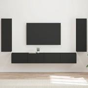 Set di Mobiletto da TV a Parete 4 pcs Nero Legno multistrato 3408926