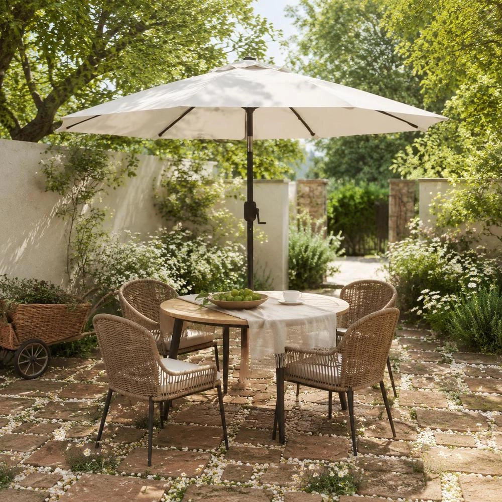 Parasol With LED Lighting, 3 M, Sand White