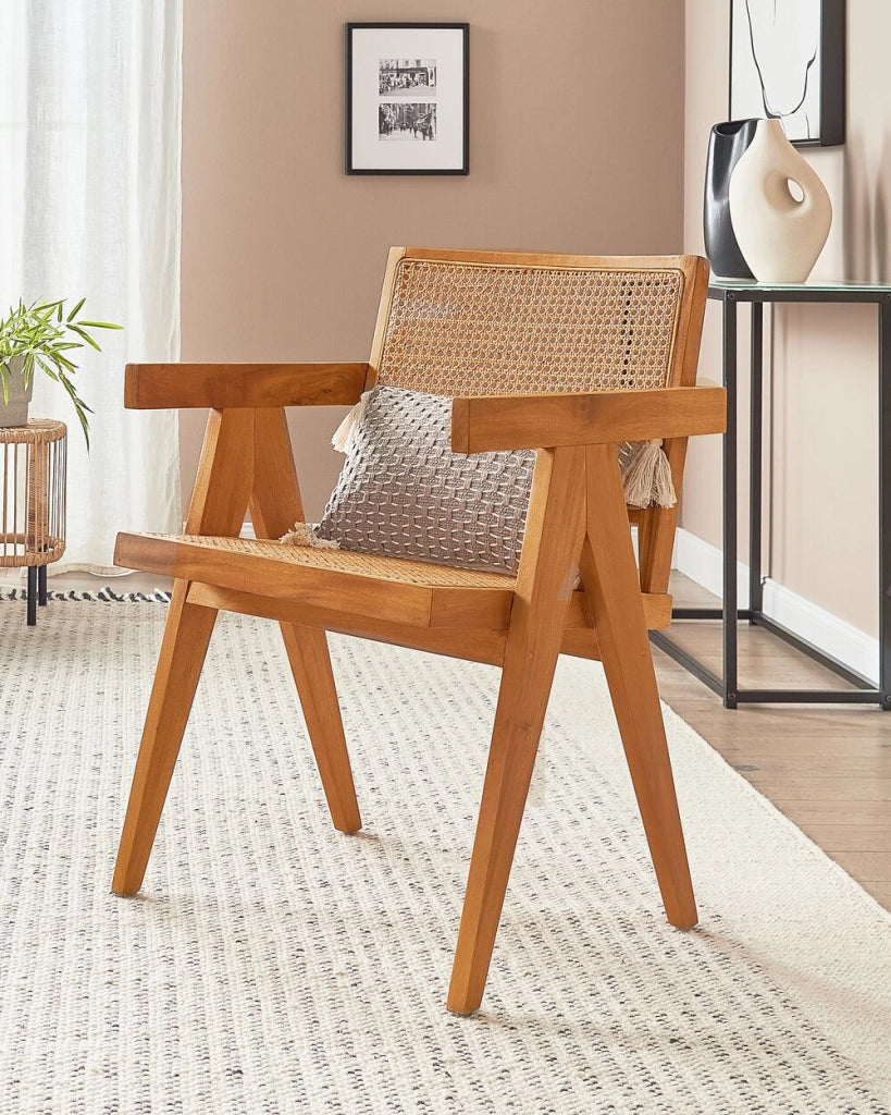 Sedia da pranzo naturale mogano legno chiaro rattan schienale minimalista soggiorno sala da pranzo